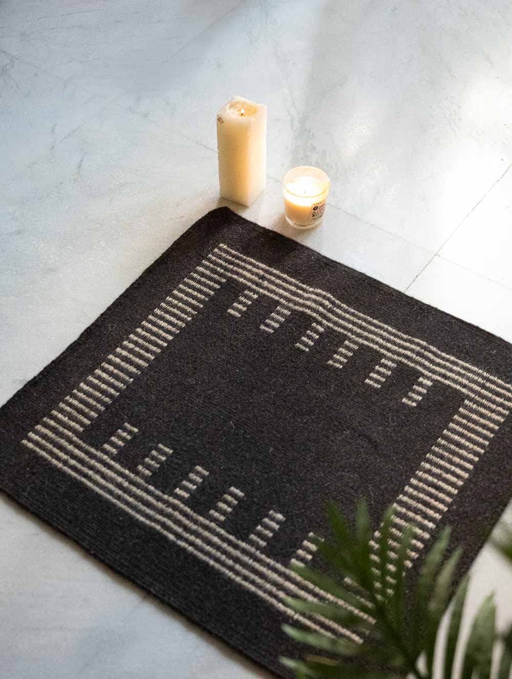 Handwoven Jawaja Small Rug - Brown Squares (2ft x 2ft)