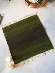 Handwoven Jawaja Small Rug - Olive Tones (2ft x 2ft)