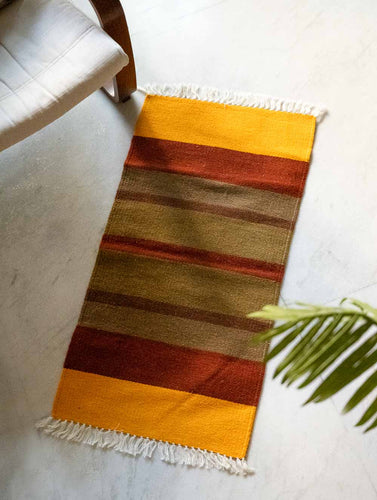 Handwoven Jawaja Small Rug - Vibrant Hues (3ft x 1.5ft)