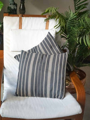 Handwoven Kashida Pattu Cushion Covers - Grey Stripes (Set of 2)