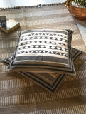 Handwoven Kashida Pattu Floor Cushion Covers - Cream Stripes (Set of 2)