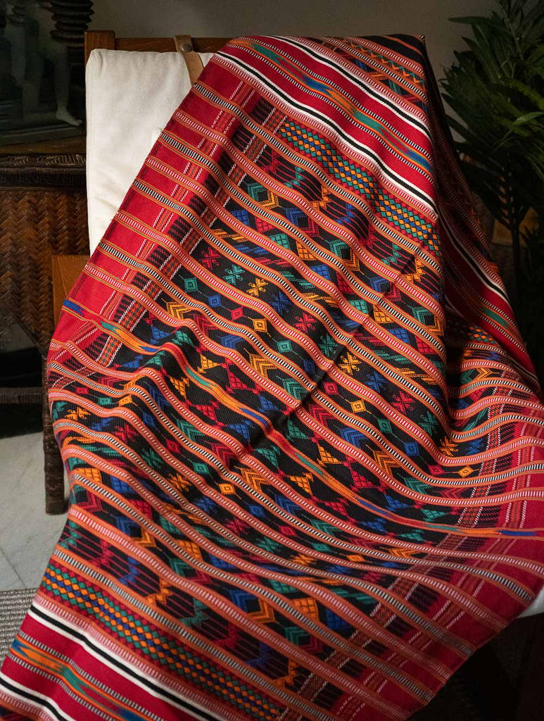 Handwoven Kashida Pattu Throw / Runner - Black Symphony, Large