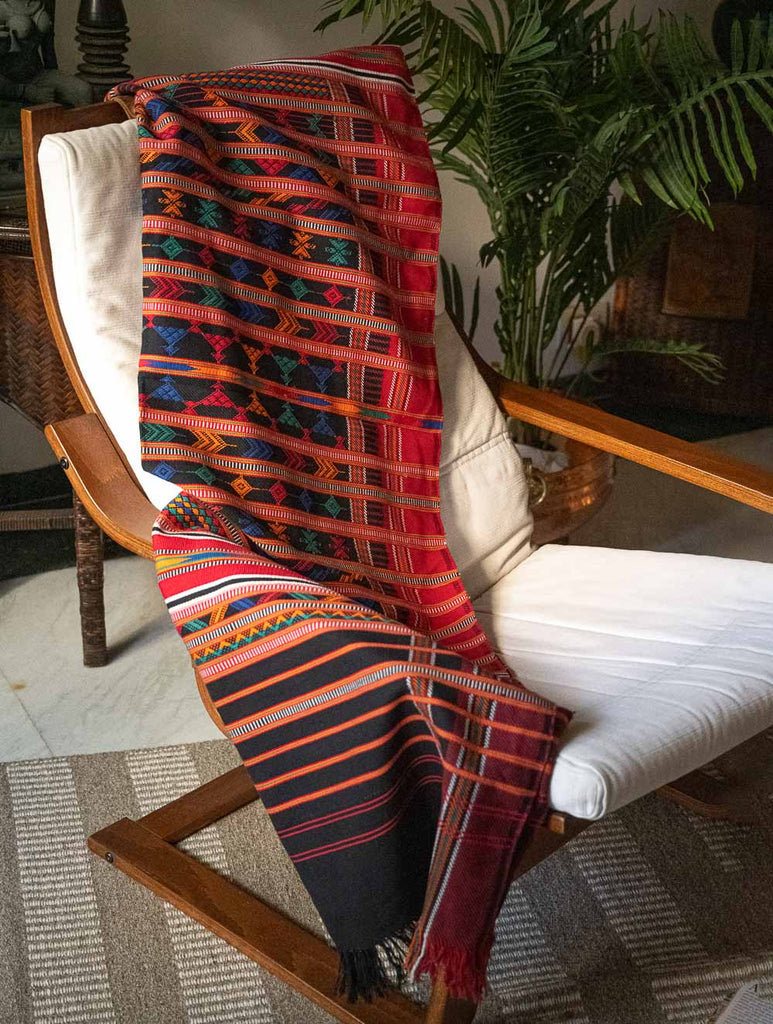 Handwoven Kashida Pattu Throw / Runner - Black Symphony, Large