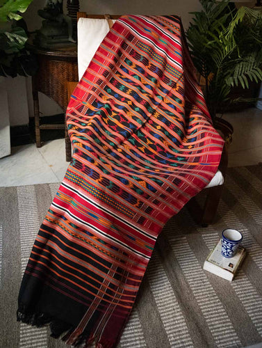 Handwoven Kashida Pattu Throw / Runner - Black Symphony, Large