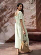 Load image into Gallery viewer, Handwoven Khadi Cotton Dress - Mint Horizon