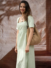 Load image into Gallery viewer, Handwoven Khadi Cotton Dress - Mint Horizon