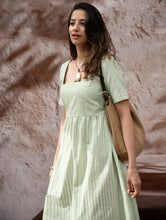 Load image into Gallery viewer, Handwoven Khadi Cotton Dress - Mint Horizon