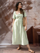 Load image into Gallery viewer, Handwoven Khadi Cotton Dress - Mint Horizon