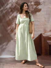 Load image into Gallery viewer, Handwoven Khadi Cotton Dress - Mint Horizon