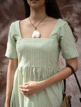 Load image into Gallery viewer, Handwoven Khadi Cotton Dress - Mint Horizon