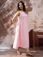 Load image into Gallery viewer, Handwoven Khadi Cotton Dress - Rose Mist