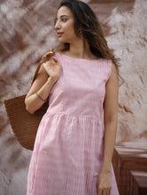 Load image into Gallery viewer, Handwoven Khadi Cotton Dress - Rose Mist