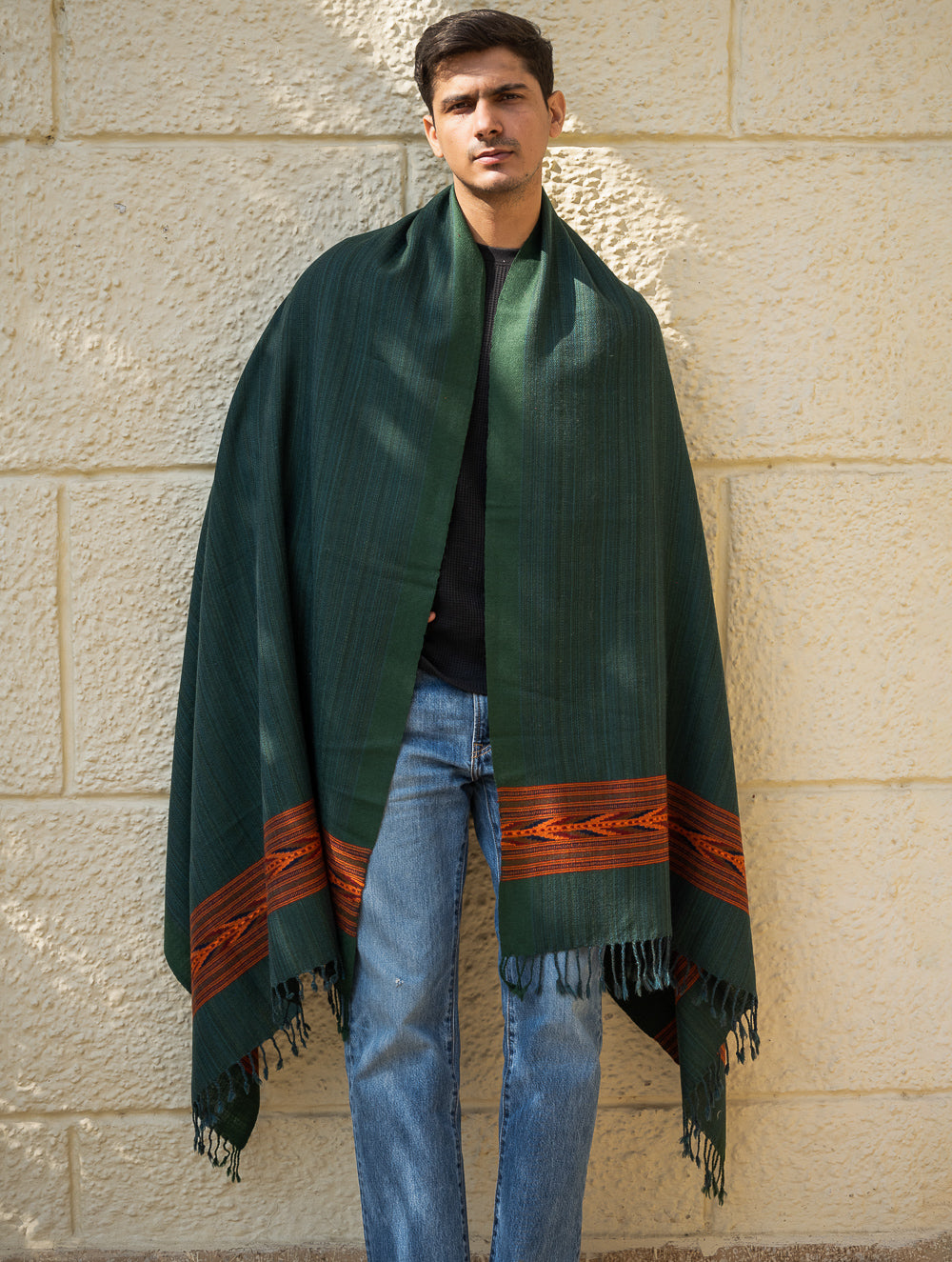 Load image into Gallery viewer, Handwoven Warm Signature Kinnauri Shawl - Cedar Bark