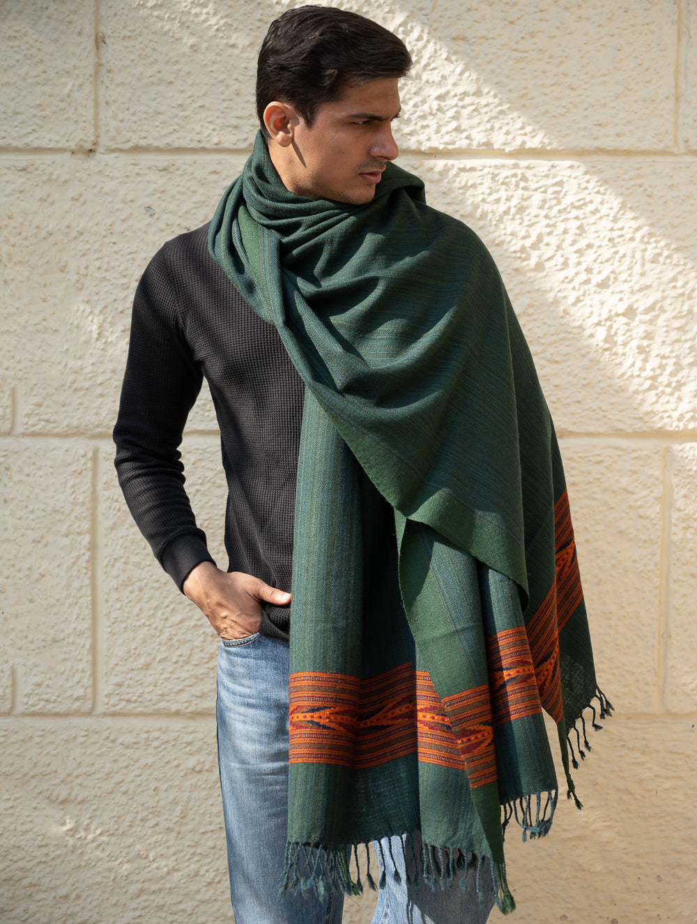 Load image into Gallery viewer, Handwoven Warm Signature Kinnauri Shawl - Cedar Bark
