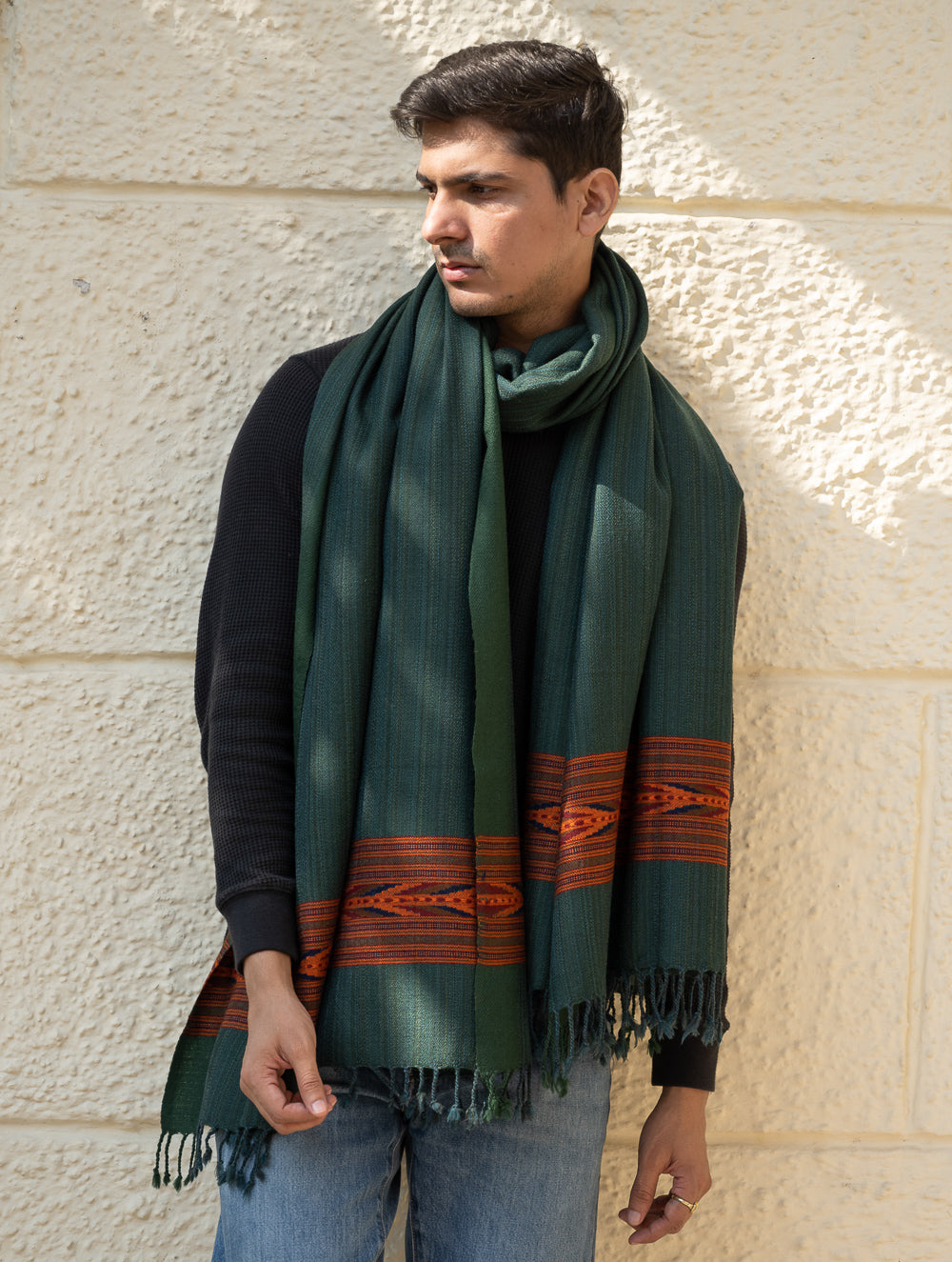 Load image into Gallery viewer, Handwoven Warm Signature Kinnauri Shawl - Cedar Bark
