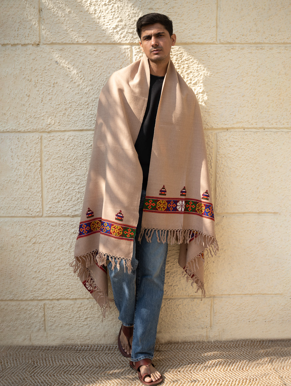 Load image into Gallery viewer, Handwoven Warm Signature Kinnauri Shawl - Desert Whisper