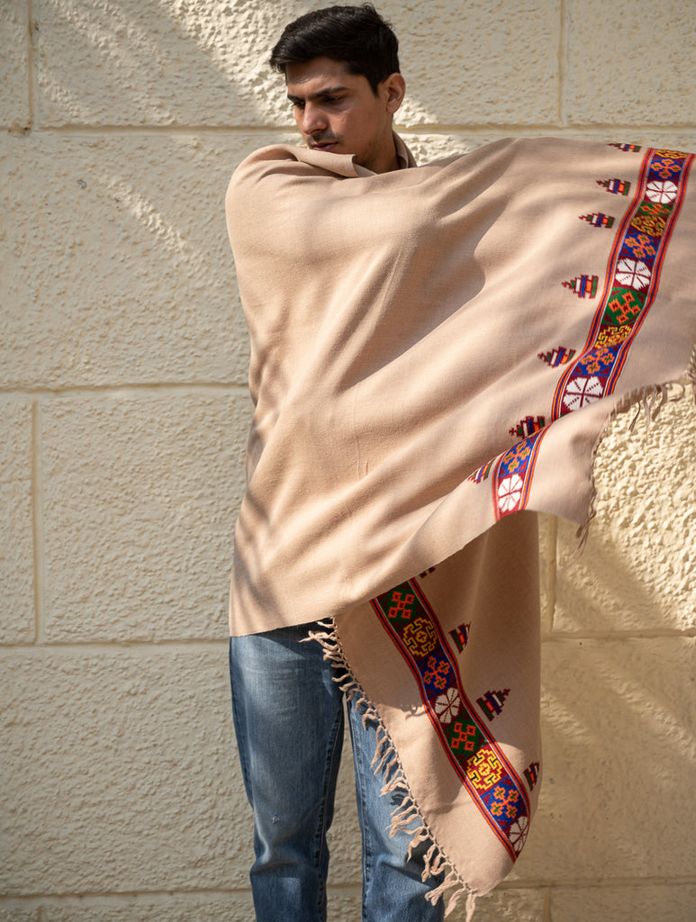 Handwoven Warm Signature Kinnauri Shawl - Desert Whisper