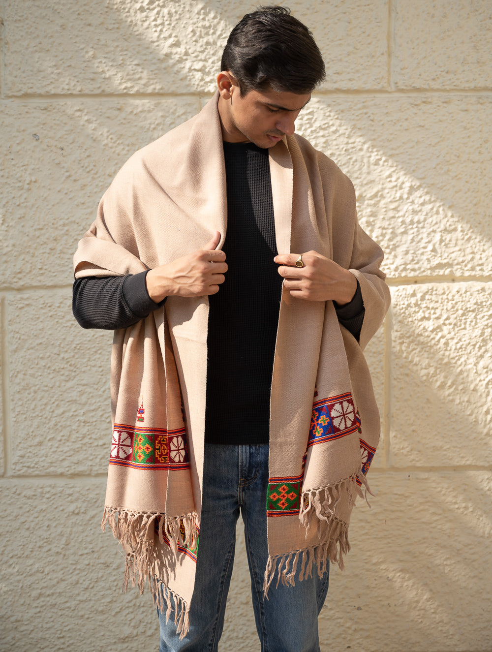 Load image into Gallery viewer, Handwoven Warm Signature Kinnauri Shawl - Desert Whisper