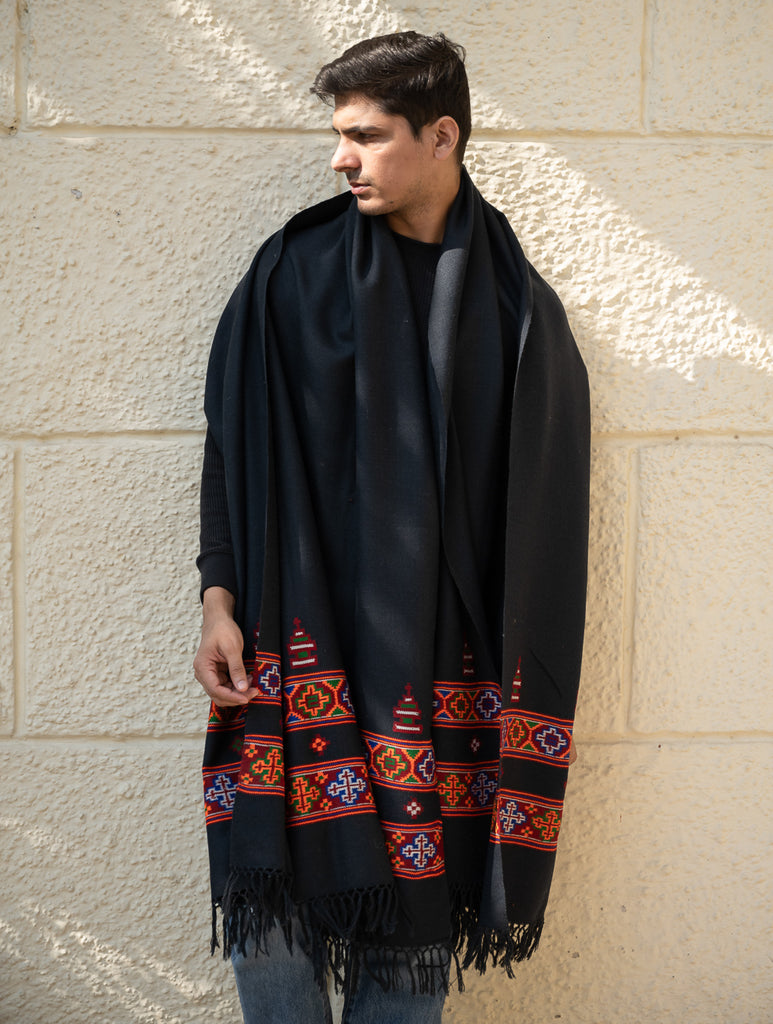 Handwoven Warm Signature Kinnauri Shawl - Noir Code