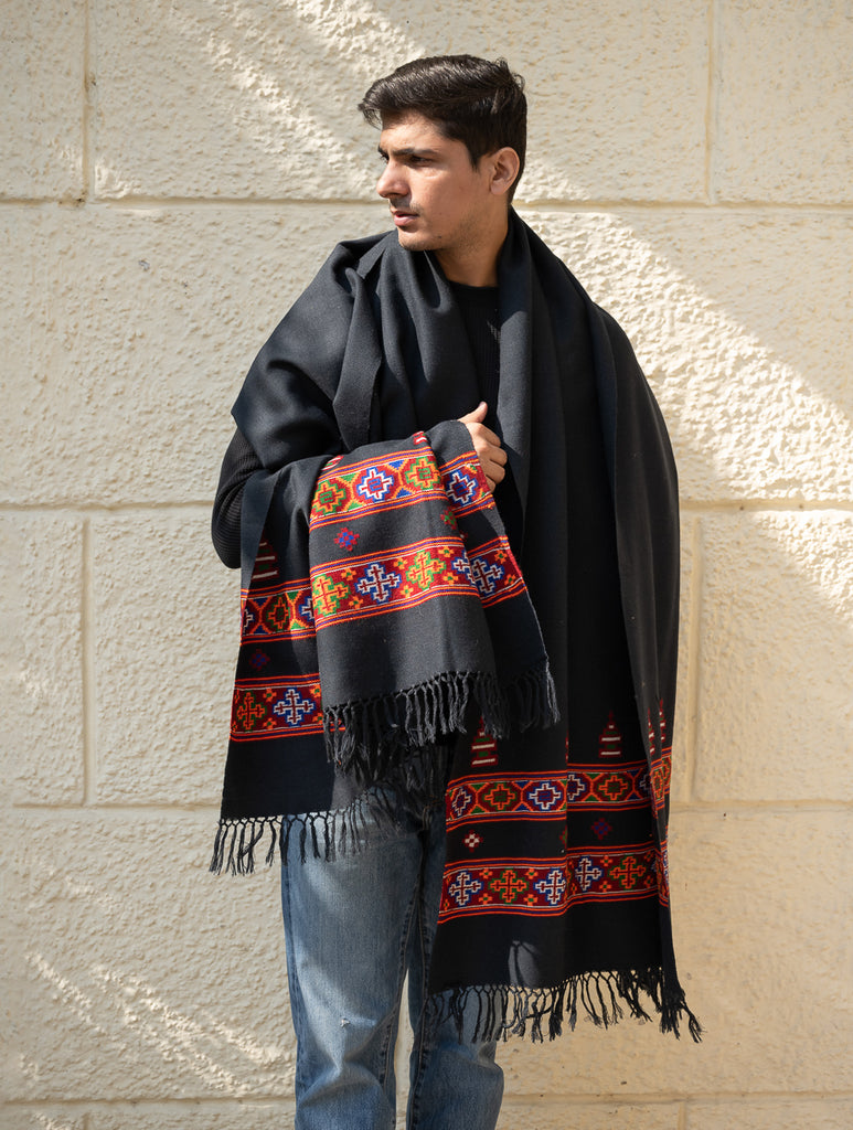 Handwoven Warm Signature Kinnauri Shawl - Noir Code