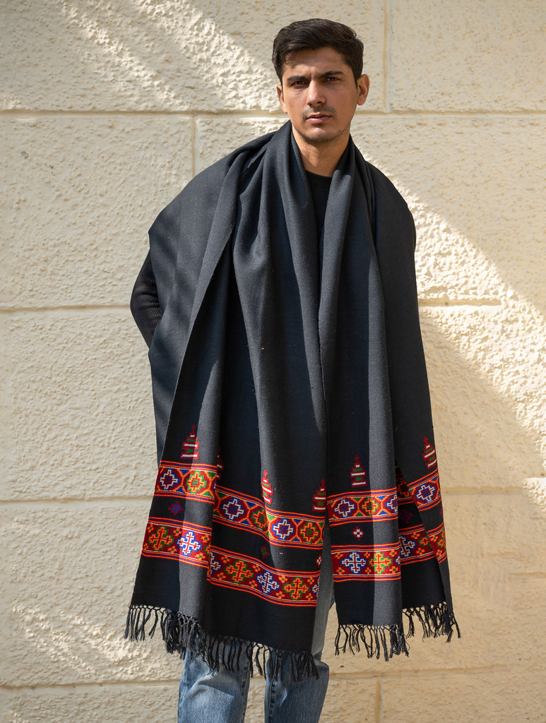 Handwoven Warm Signature Kinnauri Shawl - Noir Code