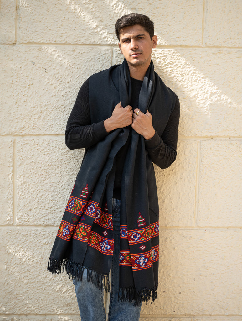 Handwoven Warm Signature Kinnauri Shawl - Noir Code