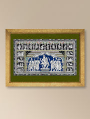 Hanpainted Pattachitra Canvas Painting Large - Avatara Varnanam (Unframed Length - 40" x Width - 24")