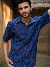 Load image into Gallery viewer, Ikat Hand Woven Soft Cotton Shirt - Blue Arrows