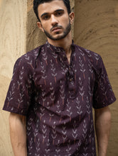 Load image into Gallery viewer, Ikat Hand Woven Soft Cotton Shirt - Indi Brown