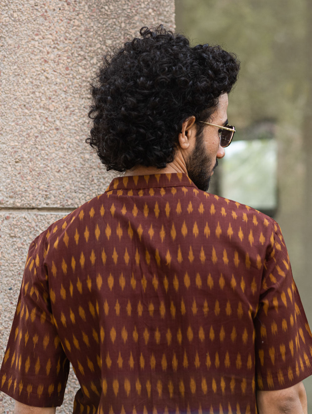 Ikat Hand Woven Soft Cotton Shirt - Brown Summer