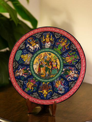 Intricate Pattachitra Art Wooden Wall / Table Plaque (12