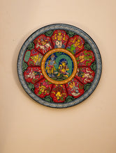 Load image into Gallery viewer, Intricate Pattachitra Art Wooden Wall / Table Plaque (12") - Krishna &amp; Radha, Dasha Avatar