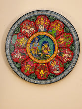 Load image into Gallery viewer, Intricate Pattachitra Art Wooden Wall / Table Plaque (12") - Krishna &amp; Radha, Dasha Avatar