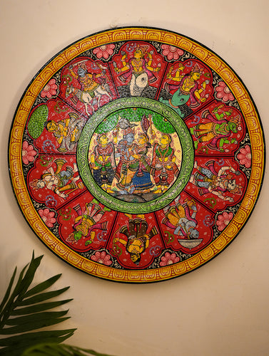 Intricate Pattachitra Art Wooden Wall/Table Plaque (18