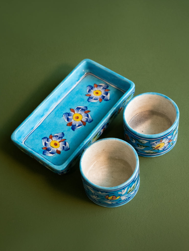 Jaipur Blue Pottery Bowl Set - Blue Garden