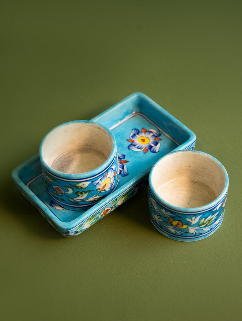 Jaipur Blue Pottery Bowl Set - Blue Garden