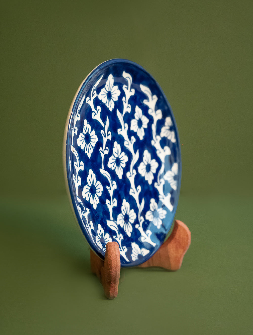Load image into Gallery viewer, Jaipur Blue Pottery Decorative Plate - Indigo Florals