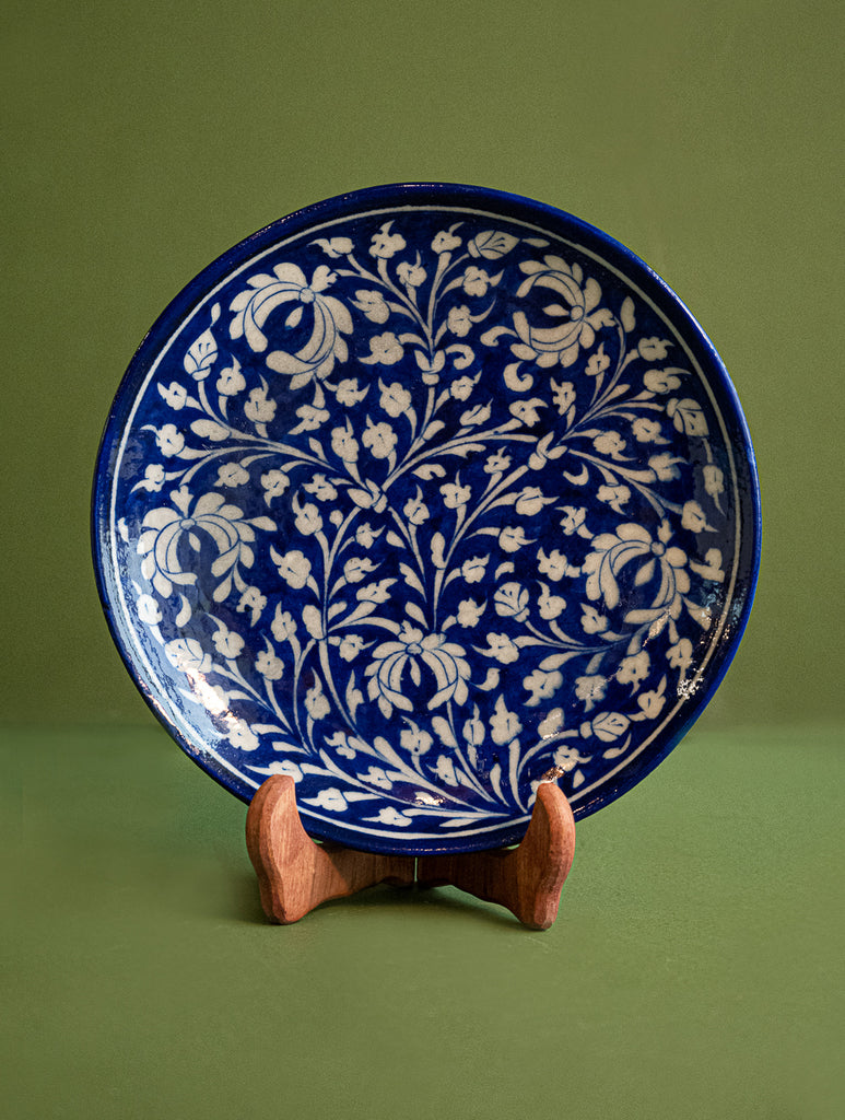 Jaipur Blue Pottery Decorative Plate - Indigo Garden
