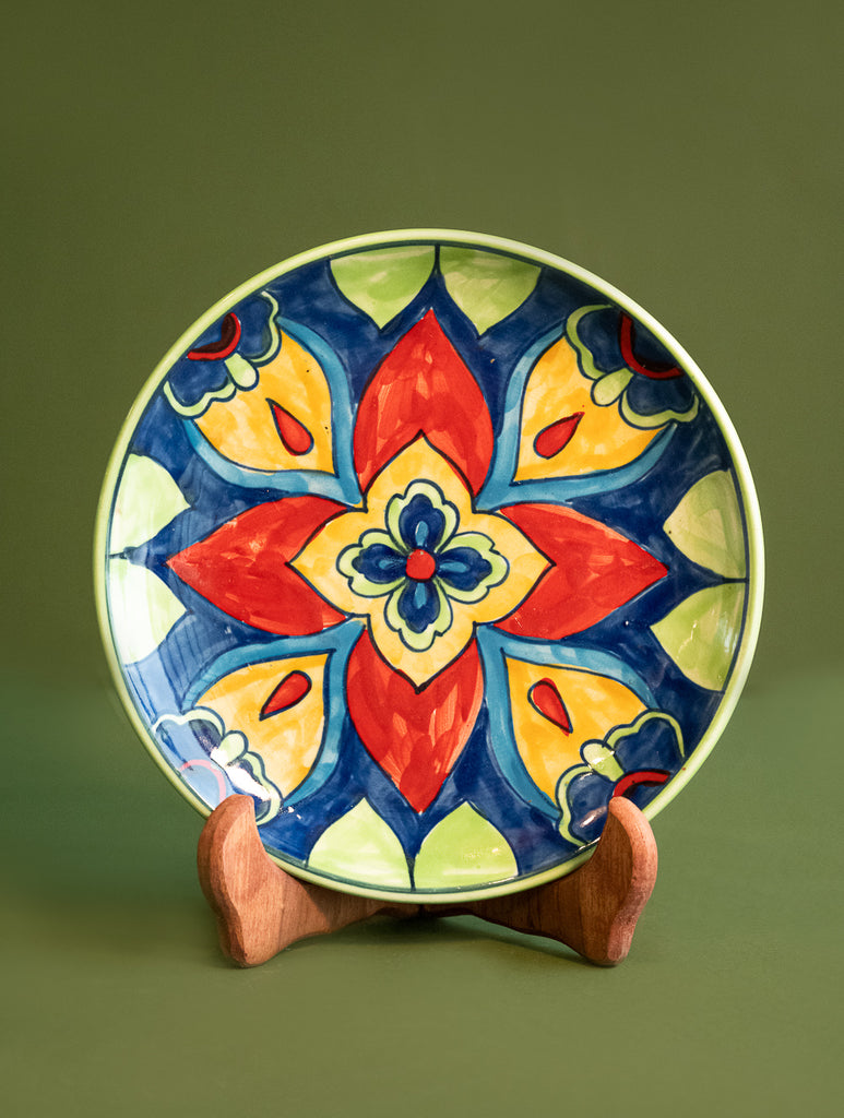 Jaipur Blue Pottery Decorative Plate - Mandana