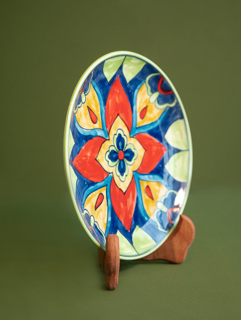 Jaipur Blue Pottery Decorative Plate - Mandana