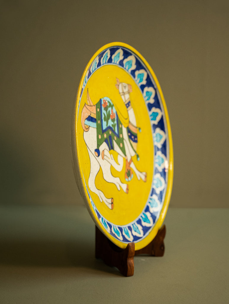 Jaipur Blue Pottery Decorative Plate - Royal Camel