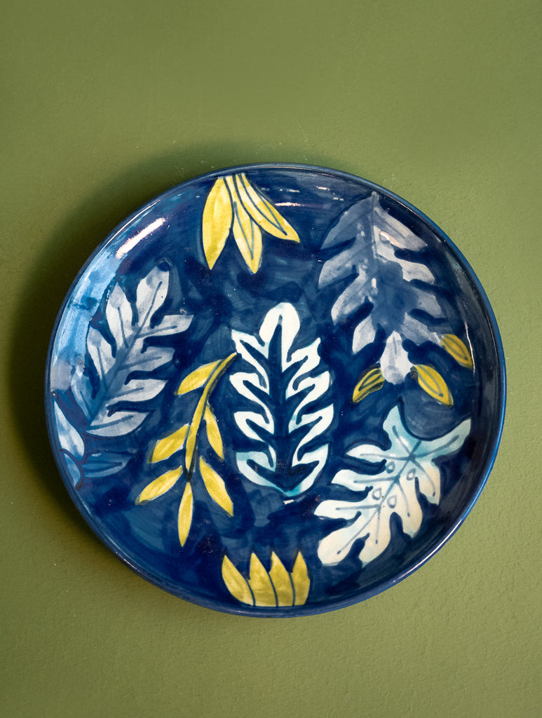 Jaipur Blue Pottery Decorative Plate - Vivid Leaves