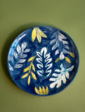 Jaipur Blue Pottery Decorative Plate - Vivid Leaves