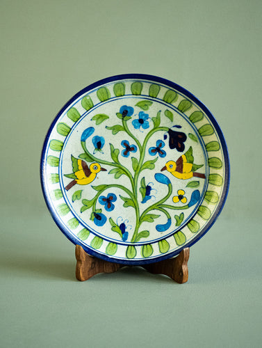 Jaipur Blue Pottery Decorative Plate - White Spring