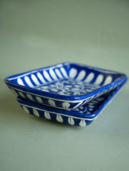 Jaipur Blue Pottery Serving Dishes / Trays - Royal Blue Rectangles (Set of 2)