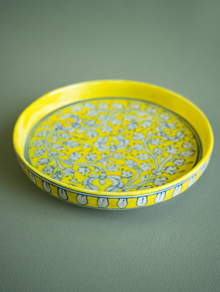 Jaipur Blue Pottery Serving Plate - Lemon Flowers 