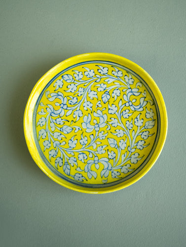 Jaipur Blue Pottery Serving Plate - Lemon Flowers 