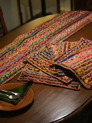 Jute & Fabric Table Mats & Runner (Set of 7)