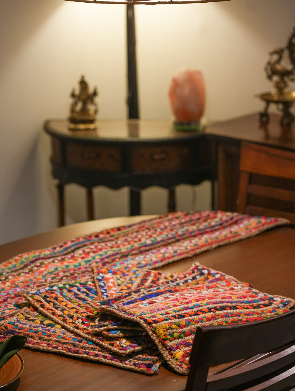 Jute & Fabric Table Mats & Runner (Set of 7)
