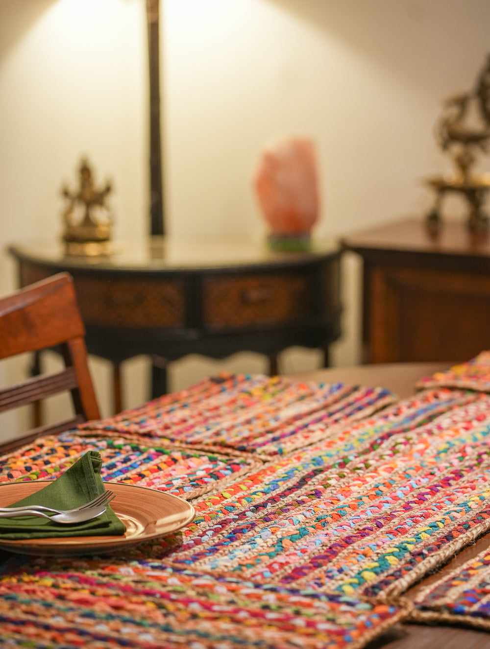 Jute & Fabric Table Mats & Runner (Set of 7)